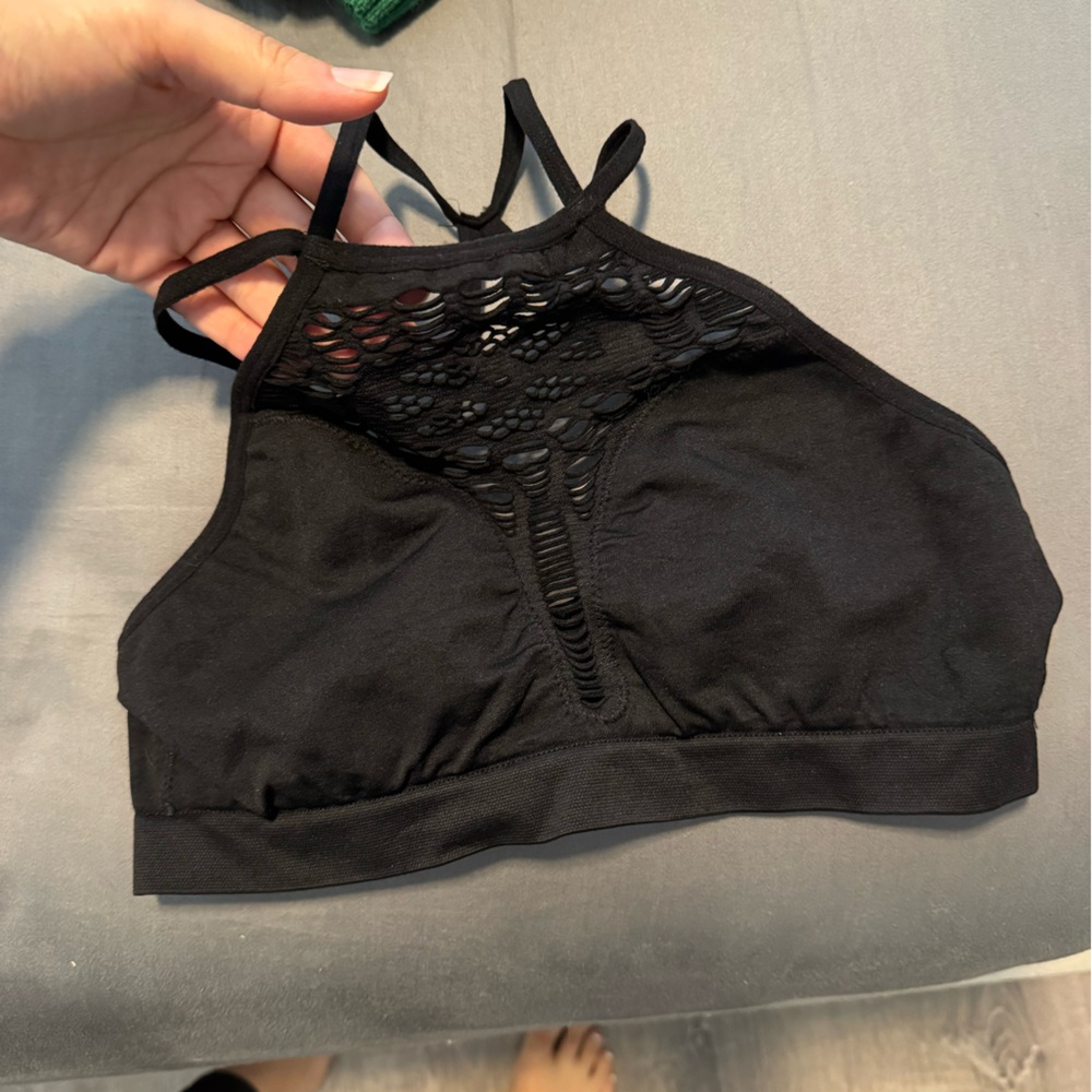 High neck Black strappy bralette from LF. size m/l